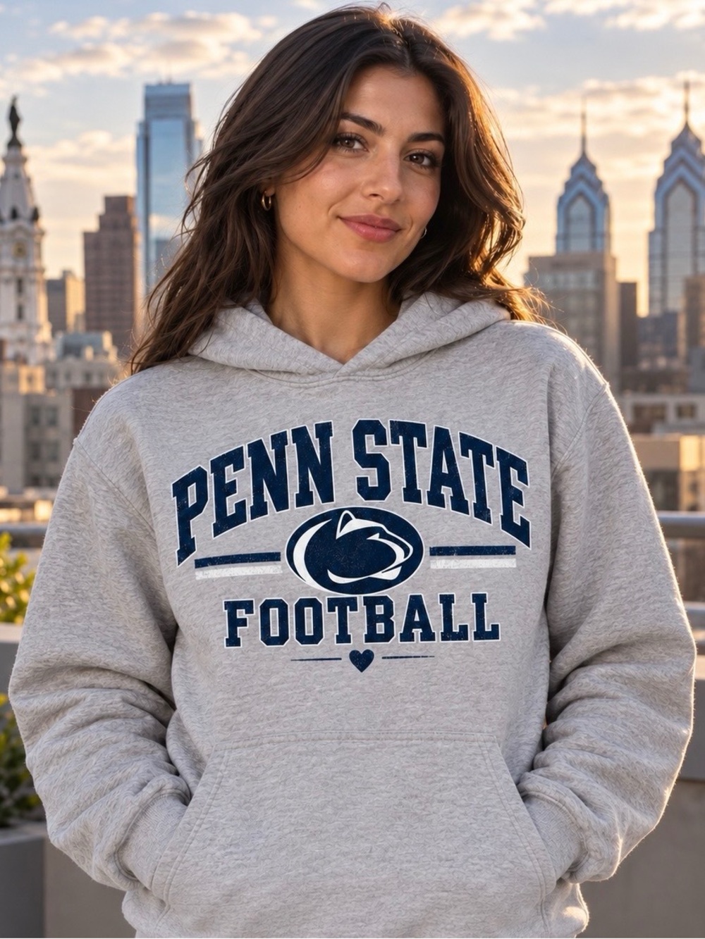 Football Gray Penn State Hoodie 💙🤍🩶 S-5xl